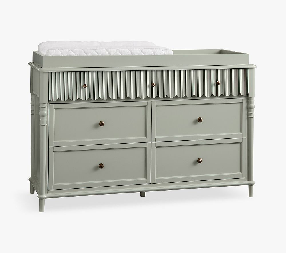 Chris Loves Julia 7-Drawer Scallop Dresser & Topper Set (56w x 19d") | Pottery Barn Kids