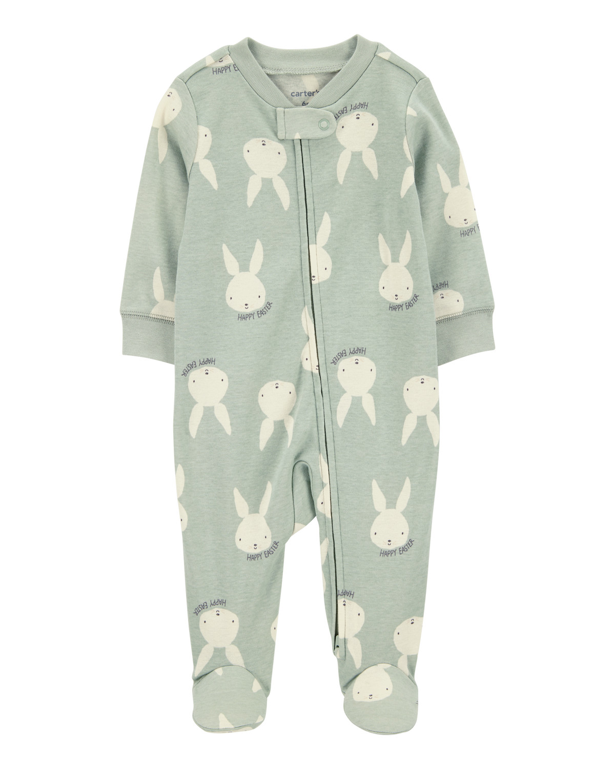 Baby Bunny 2-Way Zip Cotton Sleep & Play Pajamas - Green | Carter's Inc