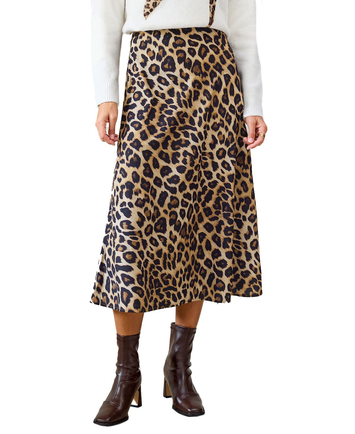 Cupshe Women's Sassy Spots Animal Print Midi Skirt - Black | Macy's