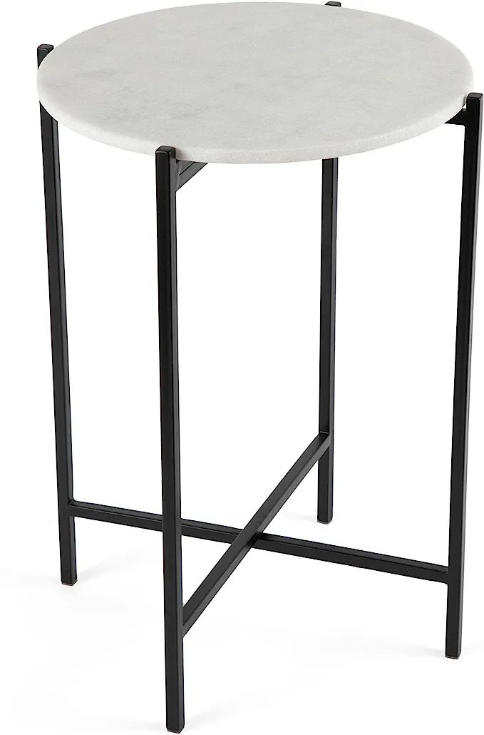 BIRDROCK HOME Folding Side Table with Marble Top - Metal Foldable Nightstand - Indoor Use Only - ... | Amazon (US)