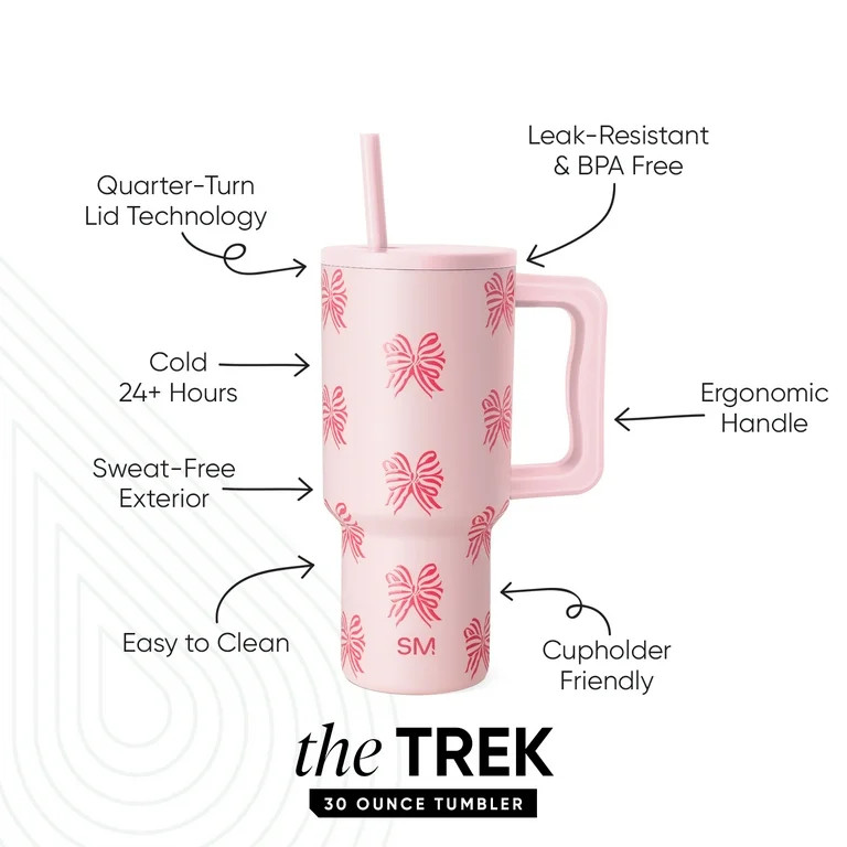 Simple Modern 30 fl oz Insulated Stainless Steel Trek Tumbler with Straw Lid | Holiday Ribbons | Walmart (US)