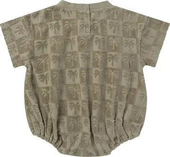 Palm Tree Textured Terry Bubble Romper | Nordstrom