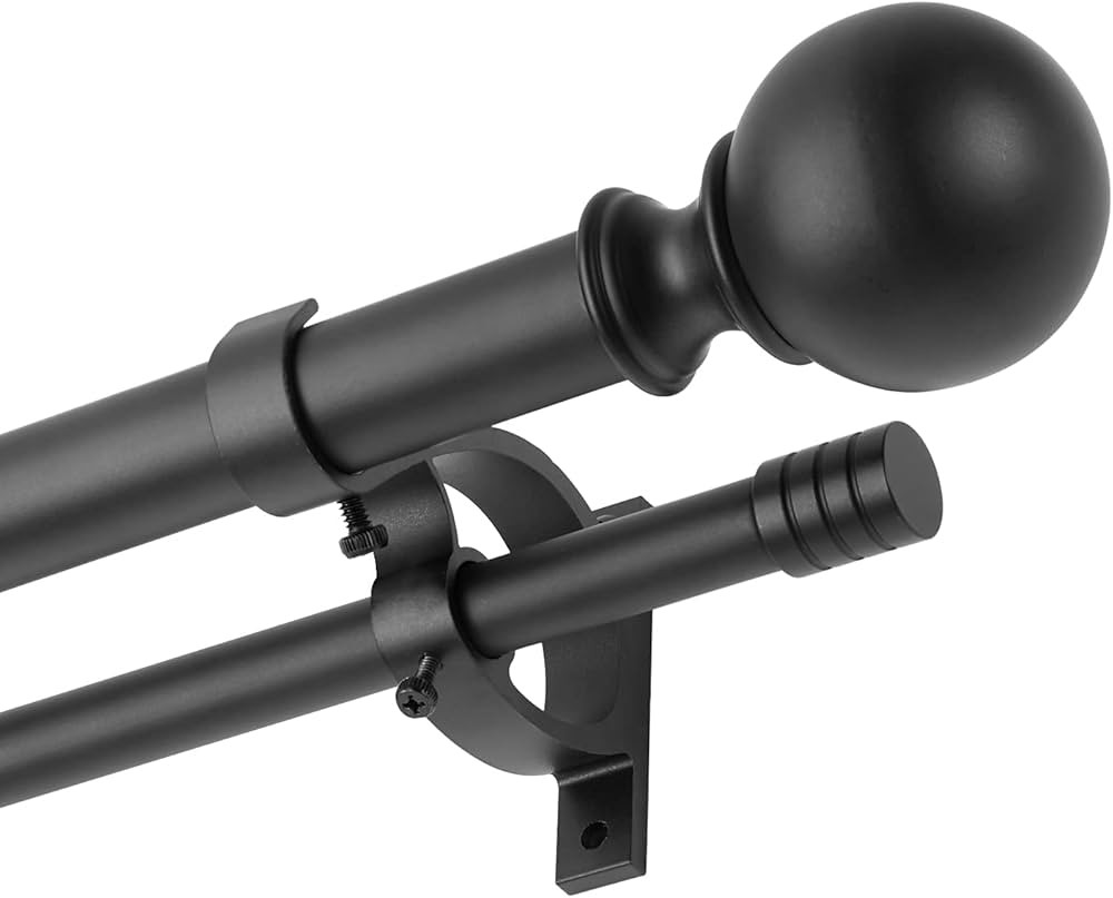 Kemmie 1" Classic Window Curtain Rod with Round & Barrel Finials Simple Double Telescoping Draper... | Amazon (US)