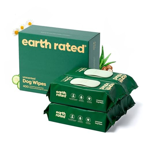 Earth Rated Pet Wipes for Dogs and Cats, Hypoallergenic, Cleaning and Hydrating, for Grooming Paws, Body and Butt, Unscented, 400 Count | Amazon (US)