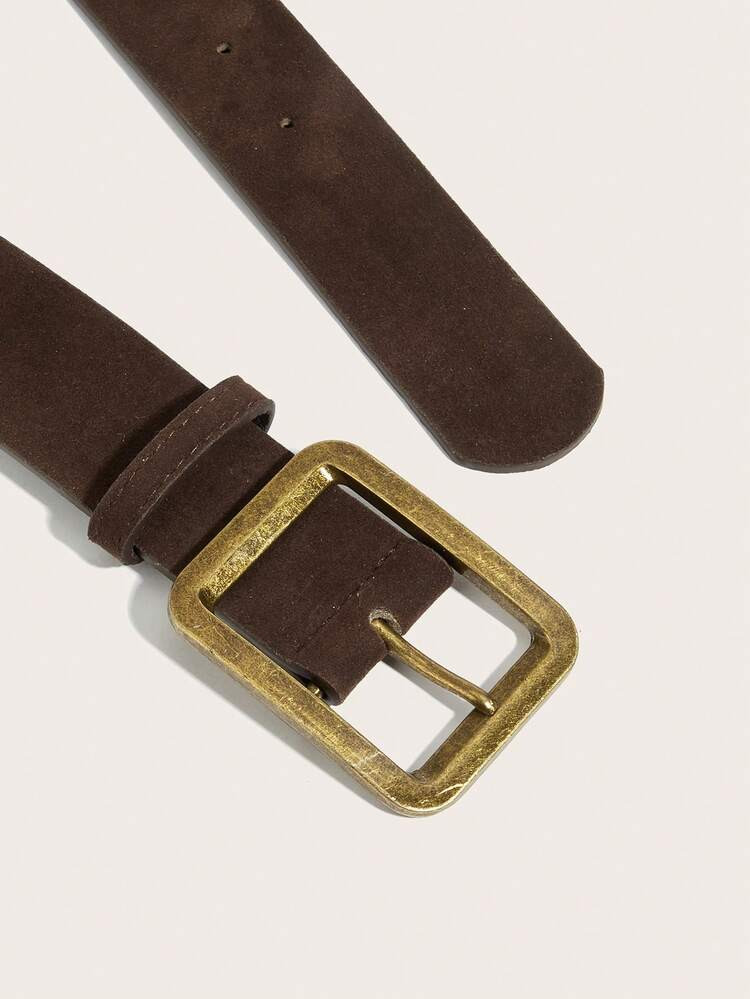1pc Women's Retro Copper Square Buckle Velvet Wide Waist Belt, Suitable For Dresses And Coats | SHEIN