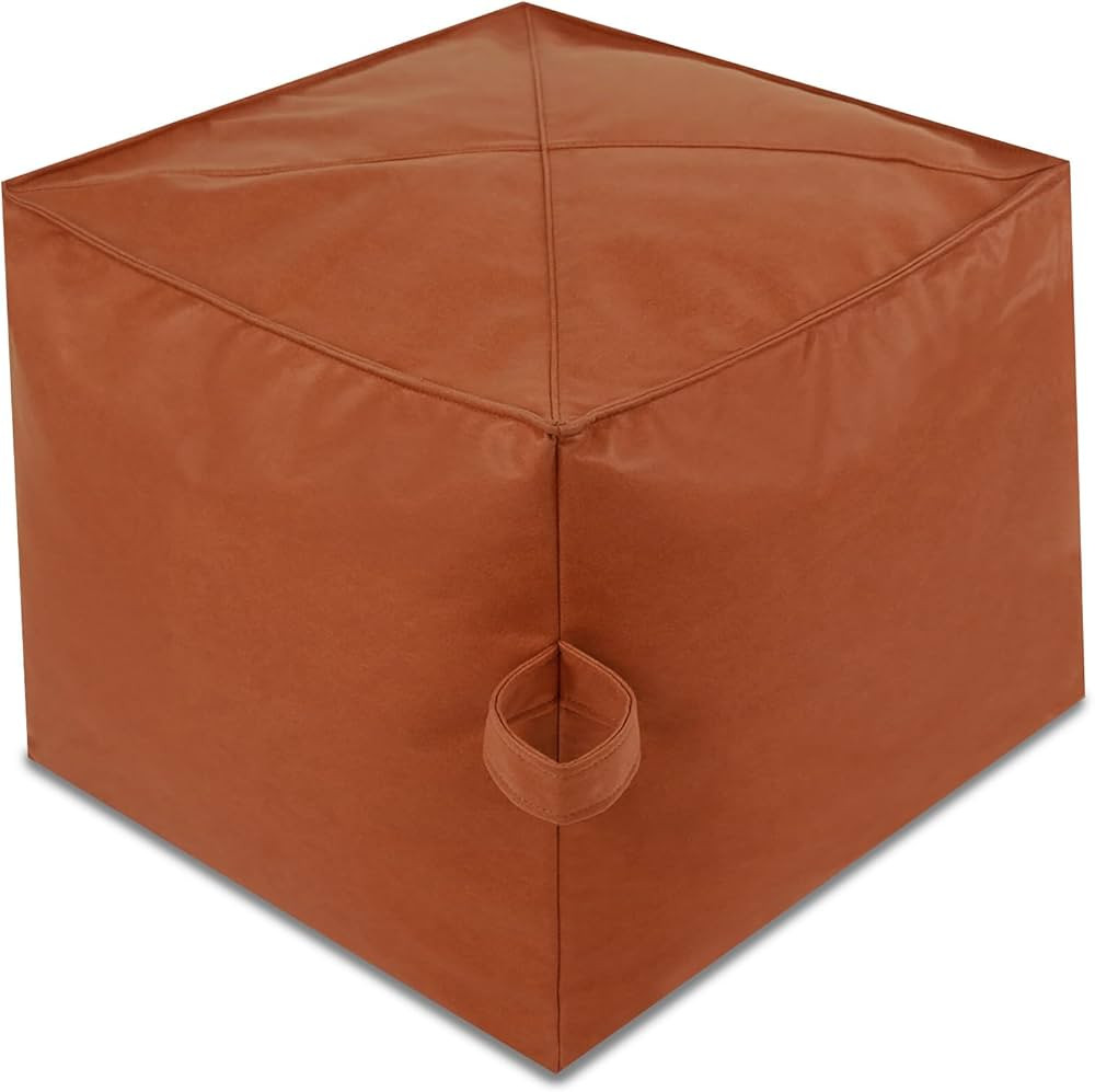Unstuffed Faux Leather Square Pouf - Giant Foot Ottoman Cover Only, Stuffed Animal Bean Bags Blan... | Amazon (US)