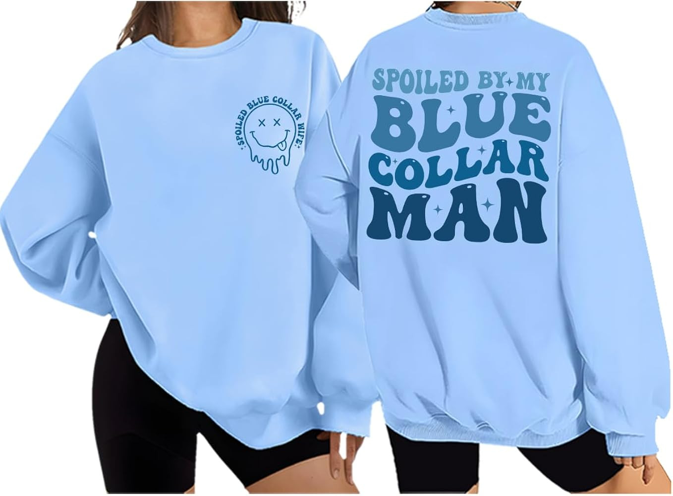 Spoiled By My Blue Collar Man Sweatshirt & Hoodie Funny Blue Collar Wife Shirt Unisex | Amazon (US)