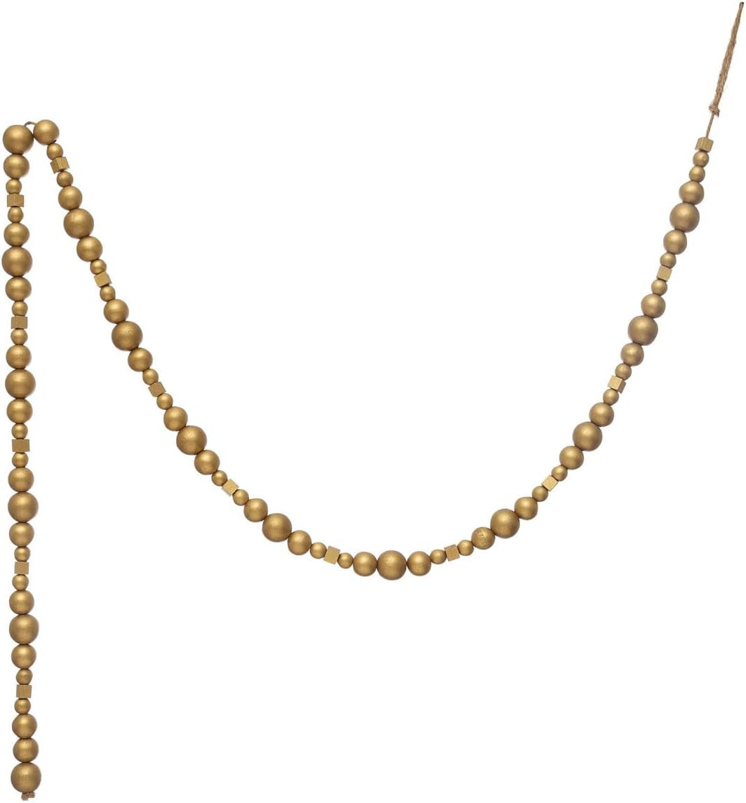 Paulownia Wood Bead Garland, Gold Finish | Amazon (US)
