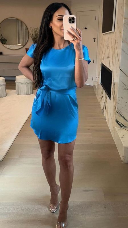 Celebrity style sale alert! Get Melissa Gorka's blue silk belted mini dress 20% off with code HAPPY24SF 

#LTKsalealert #LTKstyletip