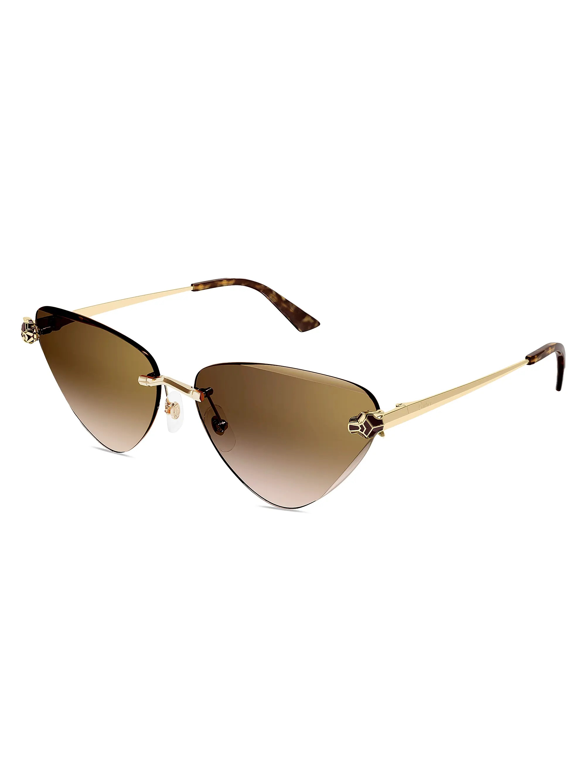 Cartier Panthère Classic 24K Gold-Plated Cat-Eye Sunglasses | Saks Fifth Avenue | Saks Fifth Avenue