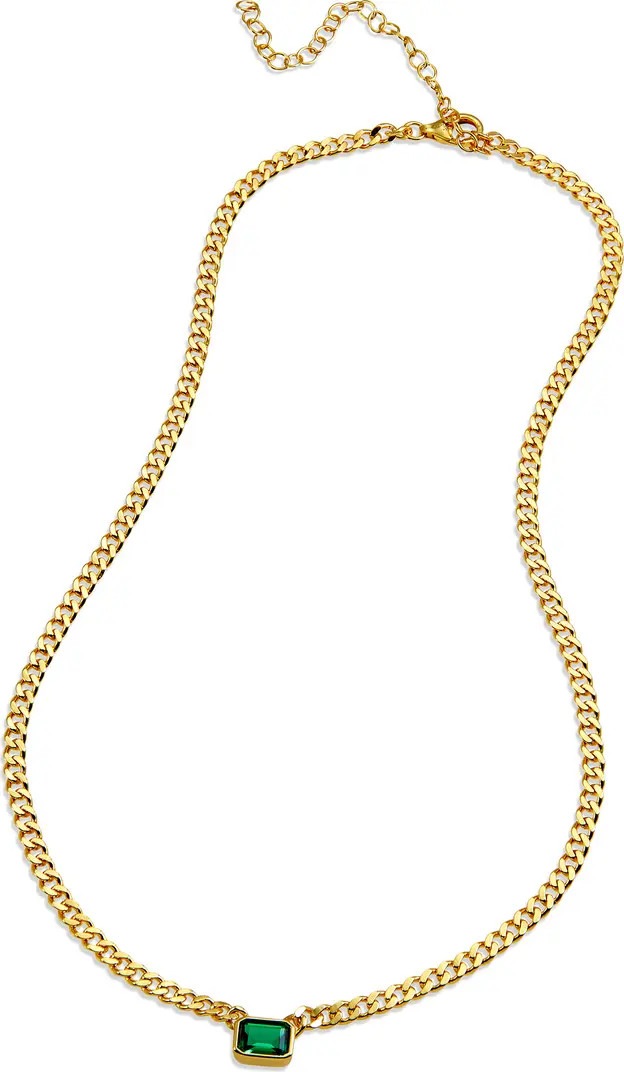 18K Gold Vermeil Emerald Cut CZ Necklace | Nordstrom Rack