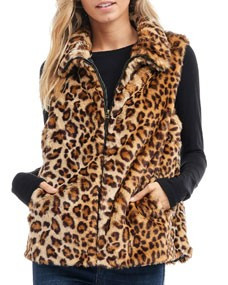 Leopard Print Faux Fur Vest | Lastcall