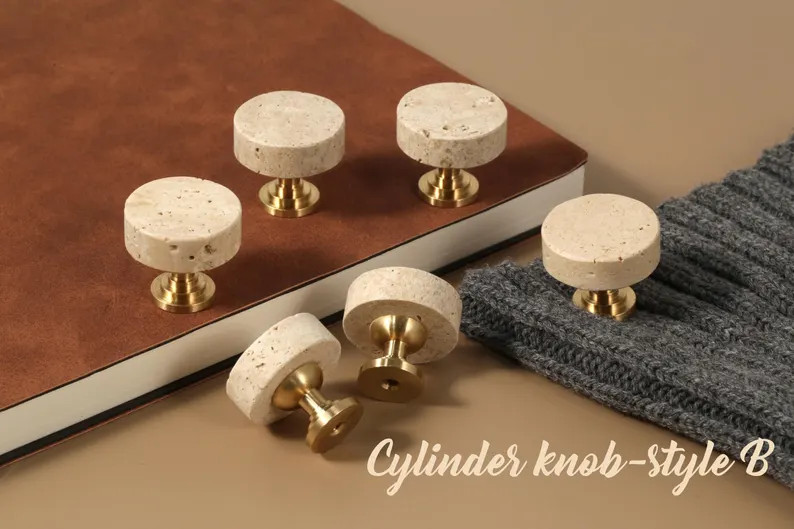 Natural Wabi Sabi Travertine Cabinet dresser handles pulls knobs Travertine Drawer Cupboard knobs... | Etsy (US)