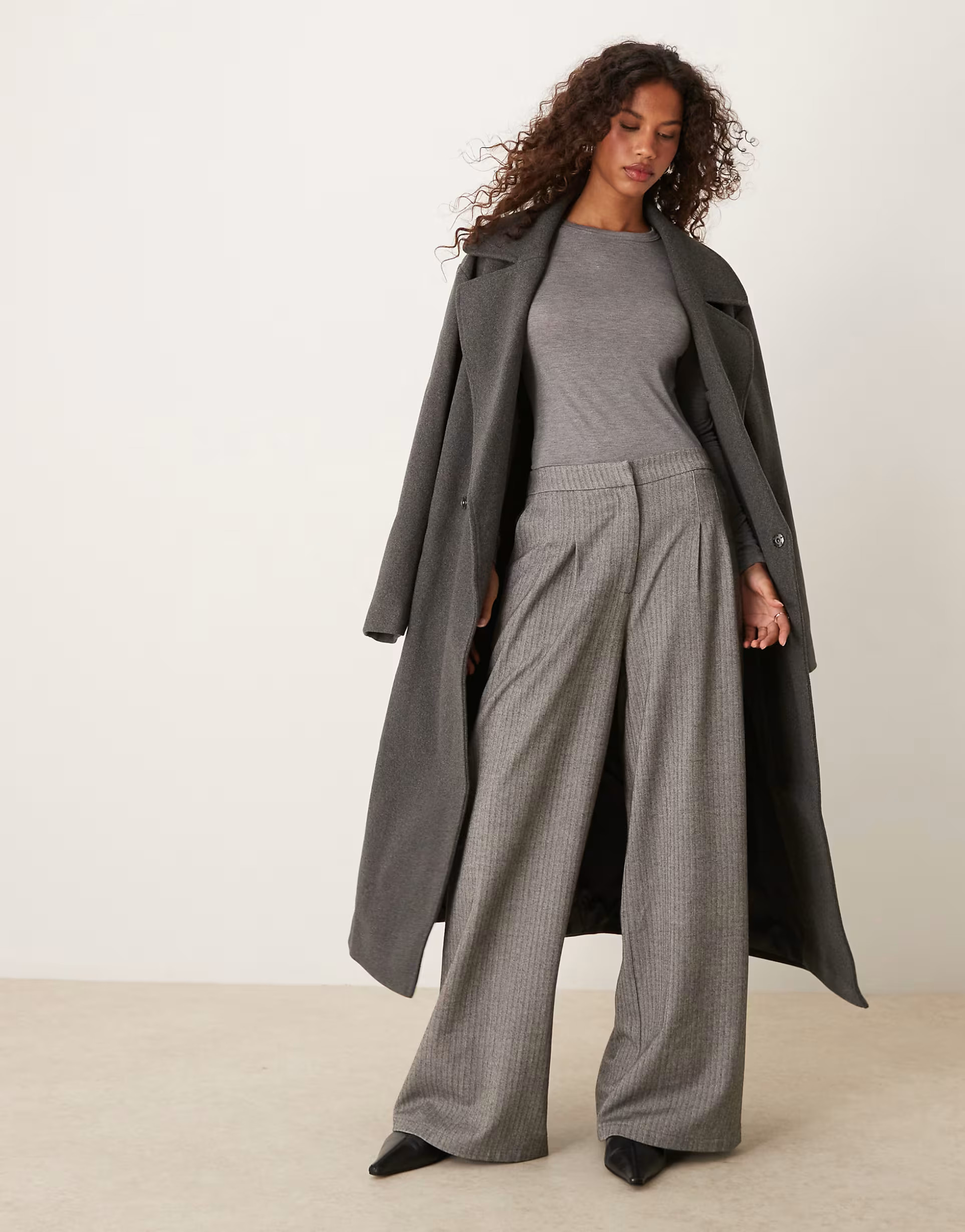 Mango slim fit long sleeve top in grey | ASOS (Global)