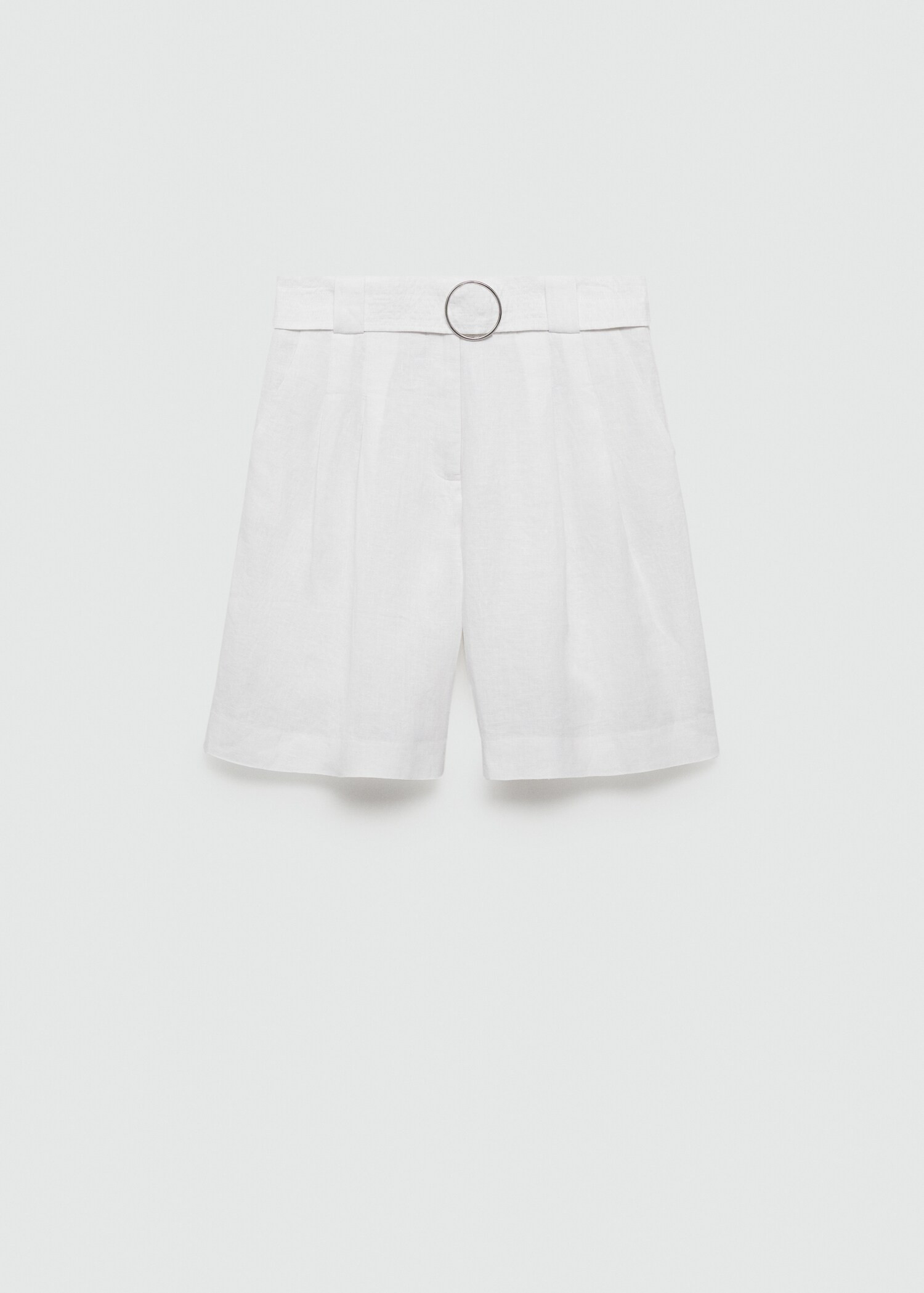 Belt linen-blend Bermuda shorts - Women | MANGO USA | Mango (US/MX/AU)