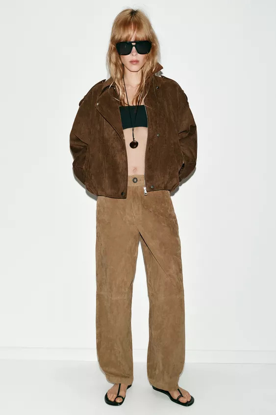 OVERSIZED FAUX SUEDE BIKER JACKET | Zara US
