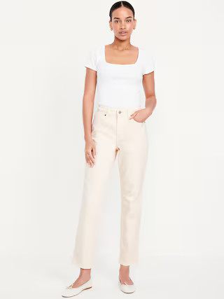 High-Waisted OG Straight Braided Ankle Jeans | Old Navy (US)