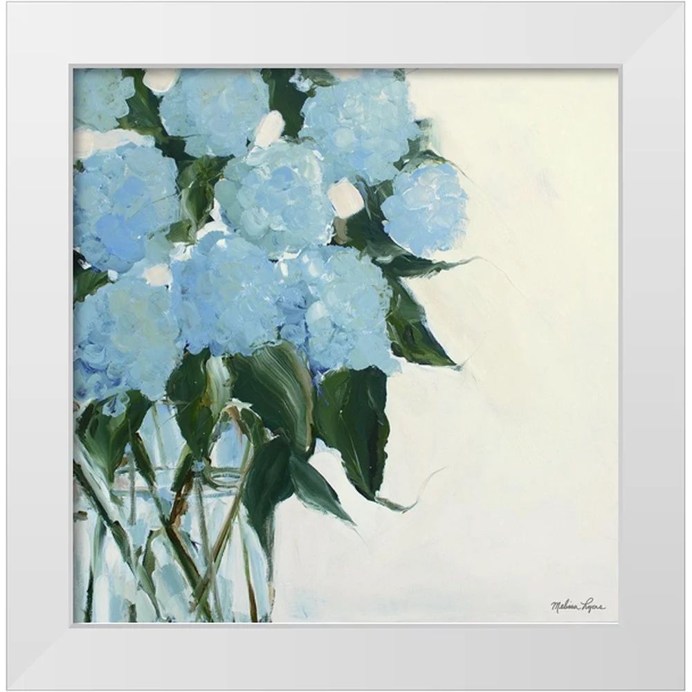 Lyons, Melissa 12x12 White Modern Wood Framed Museum Art Print Titled - Dusty Blue Hydrangeas | Walmart (US)