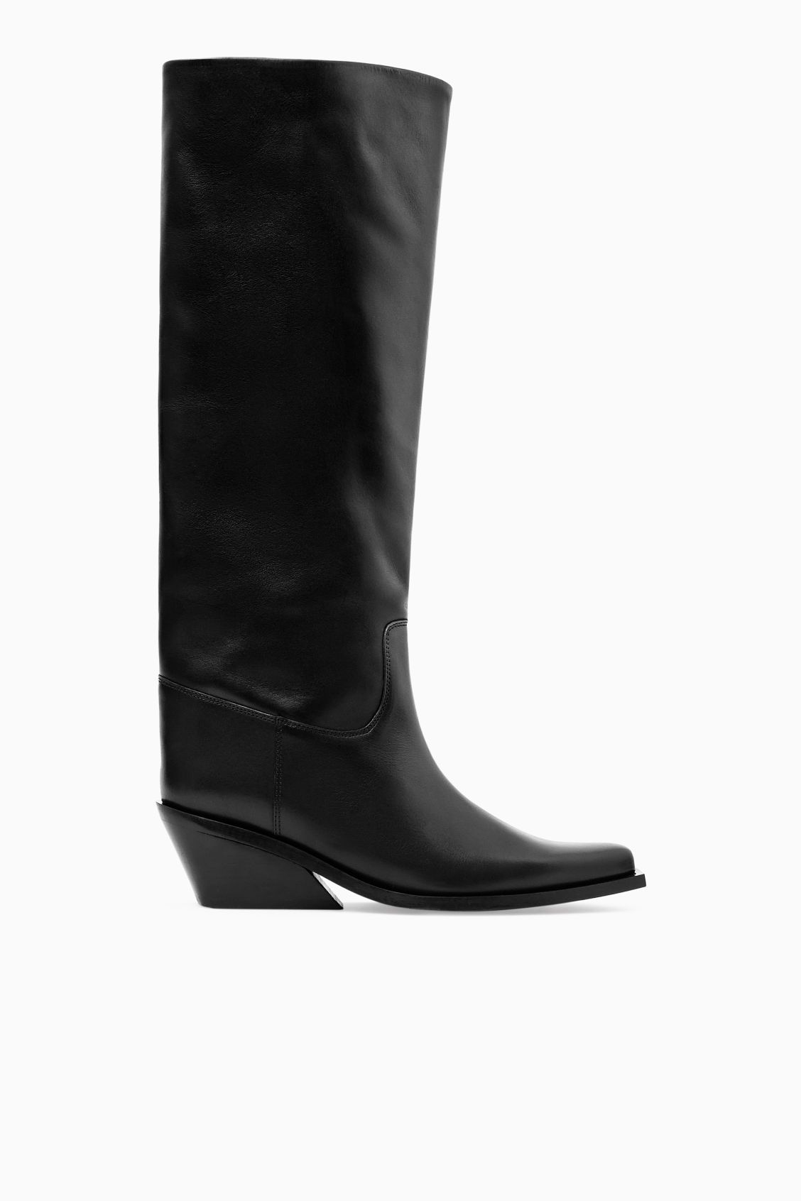 KNEE-HIGH LEATHER COWBOY BOOTS - BLACK - Shoes - COS | COS (US)
