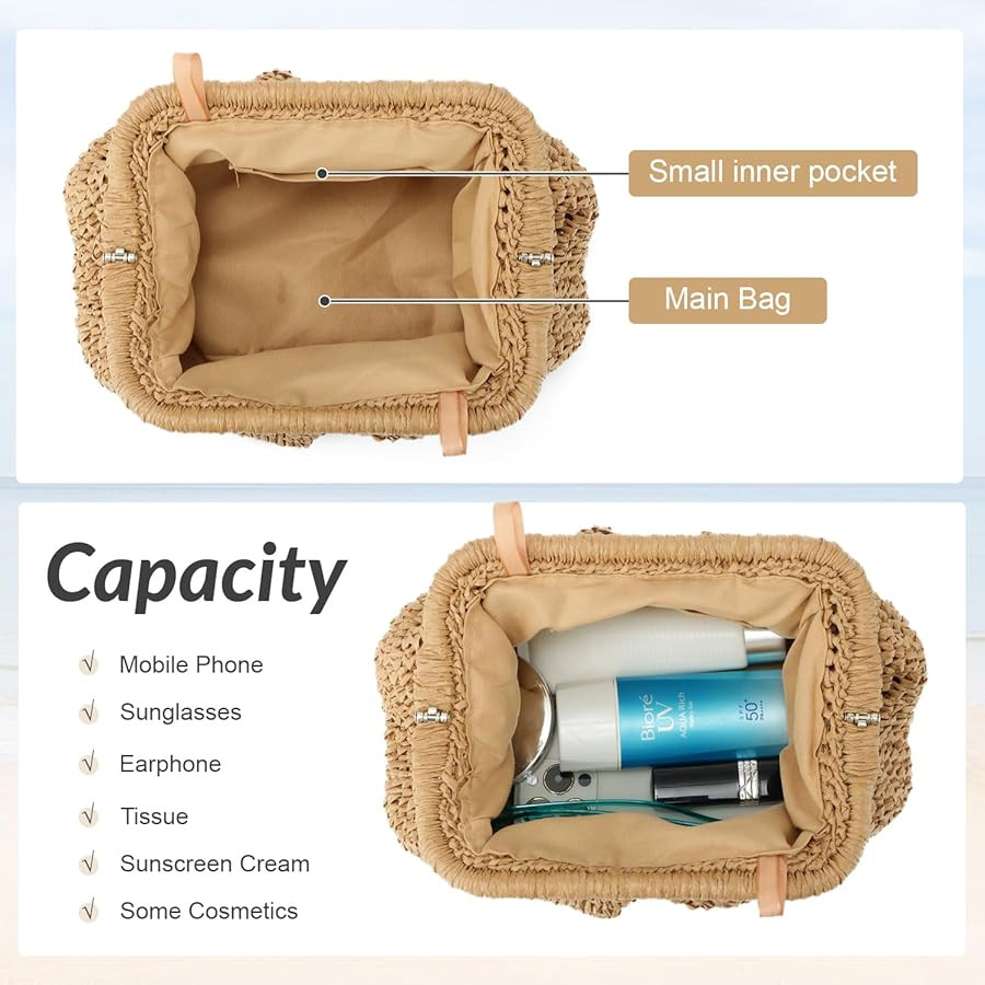 Freie Liebe Straw Clutch Purses for Women Small Woven Dumpling Bag Summer Beach Clutch Wicker Cro... | Amazon (US)