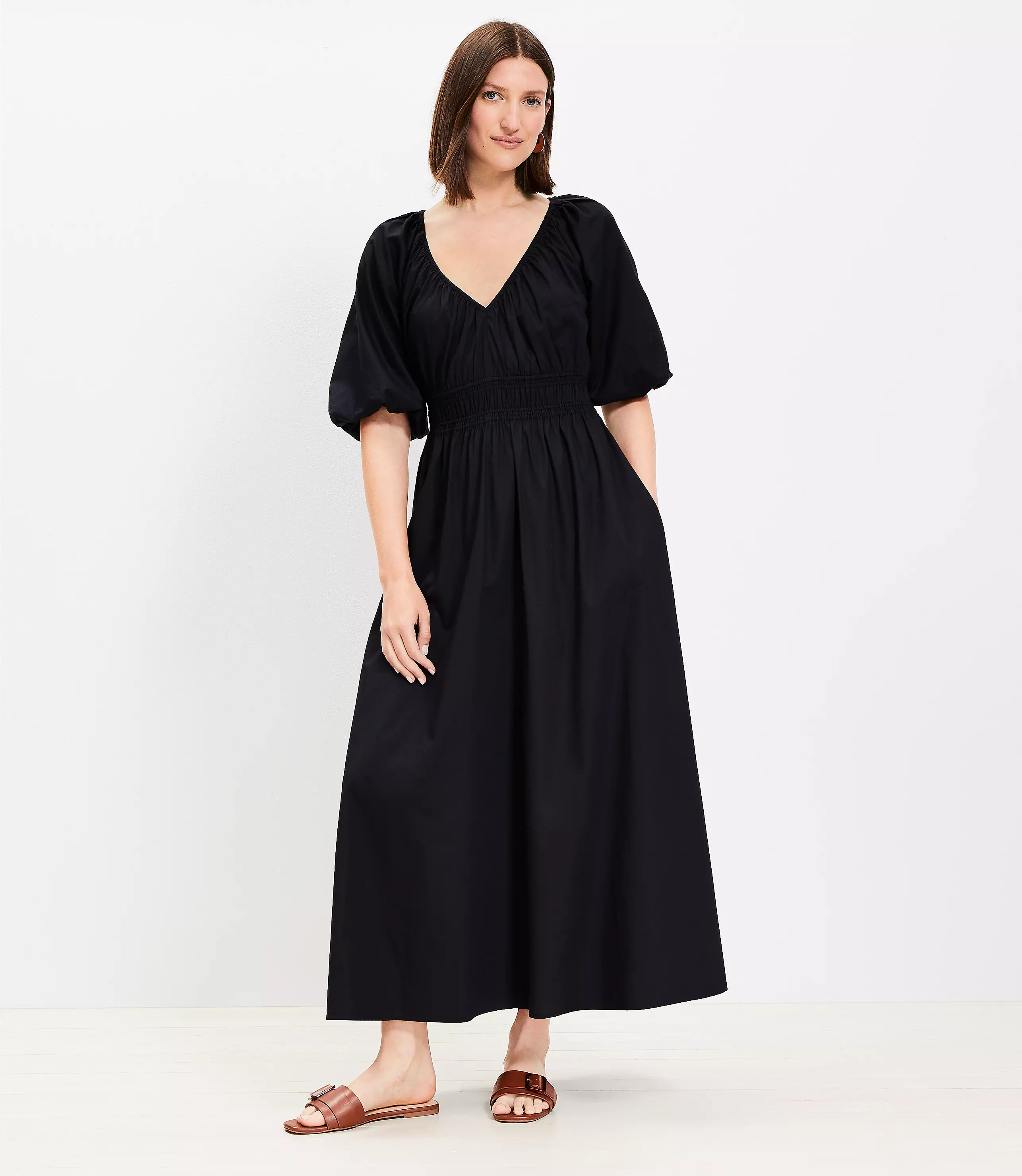 Smocked Waist Maxi Pocket Dress | LOFT