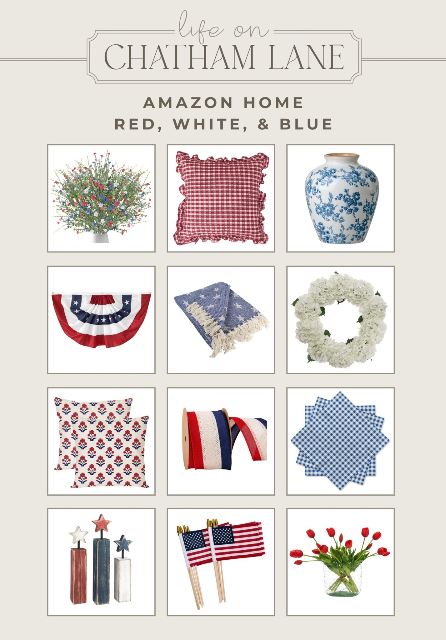 Amazon home red, white, and blue finds! 🇺🇸 Love these festive, Americana home decor from Amazon. ❤️💙

#LTKHome