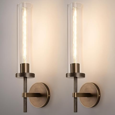 ANTIQUE BRIGHT Modern Brass Wall Sconce – Handcrafted Minimalist Wall Lamp for Bedroom, Bedside... | Amazon (US)