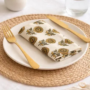 100Pcs Sunflower Print Cotton Napkin Hand Block Printed Napkins Dining Table Napkins Cotton Cloth... | Etsy (Global)