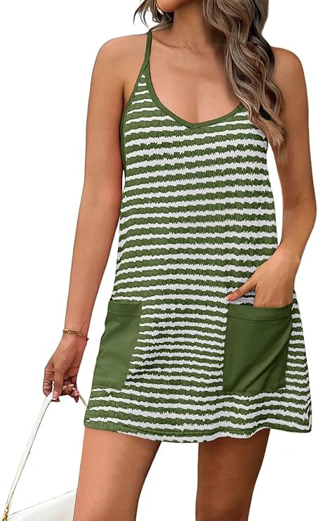Fisoew Womens Tennis Athletic Dress Mini Romper Dress with Built in Shorts Summer Vacation Outfit... | Amazon (US)