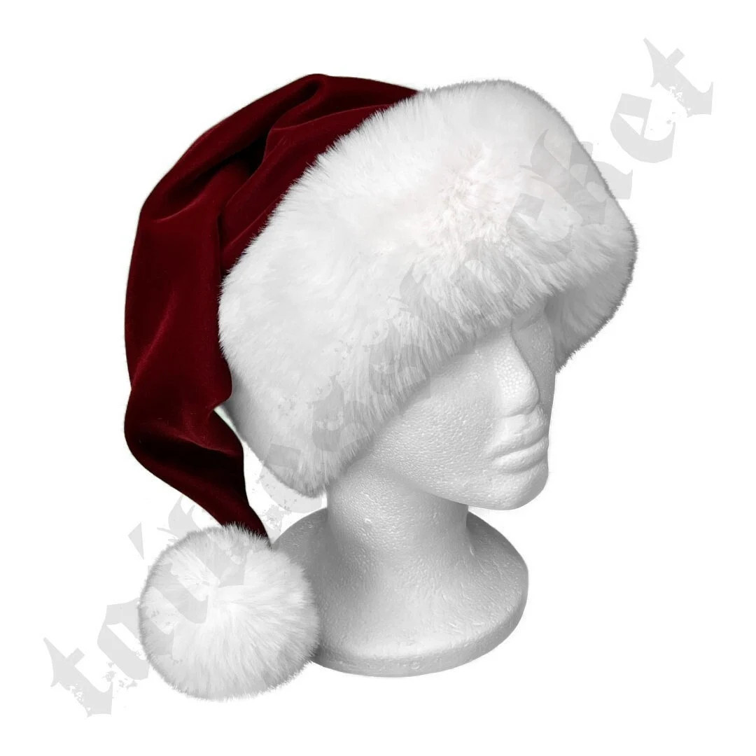 LYONS VELVET Luxury Faux Rabbit Fur Santa Hat - Etsy | Etsy (US)