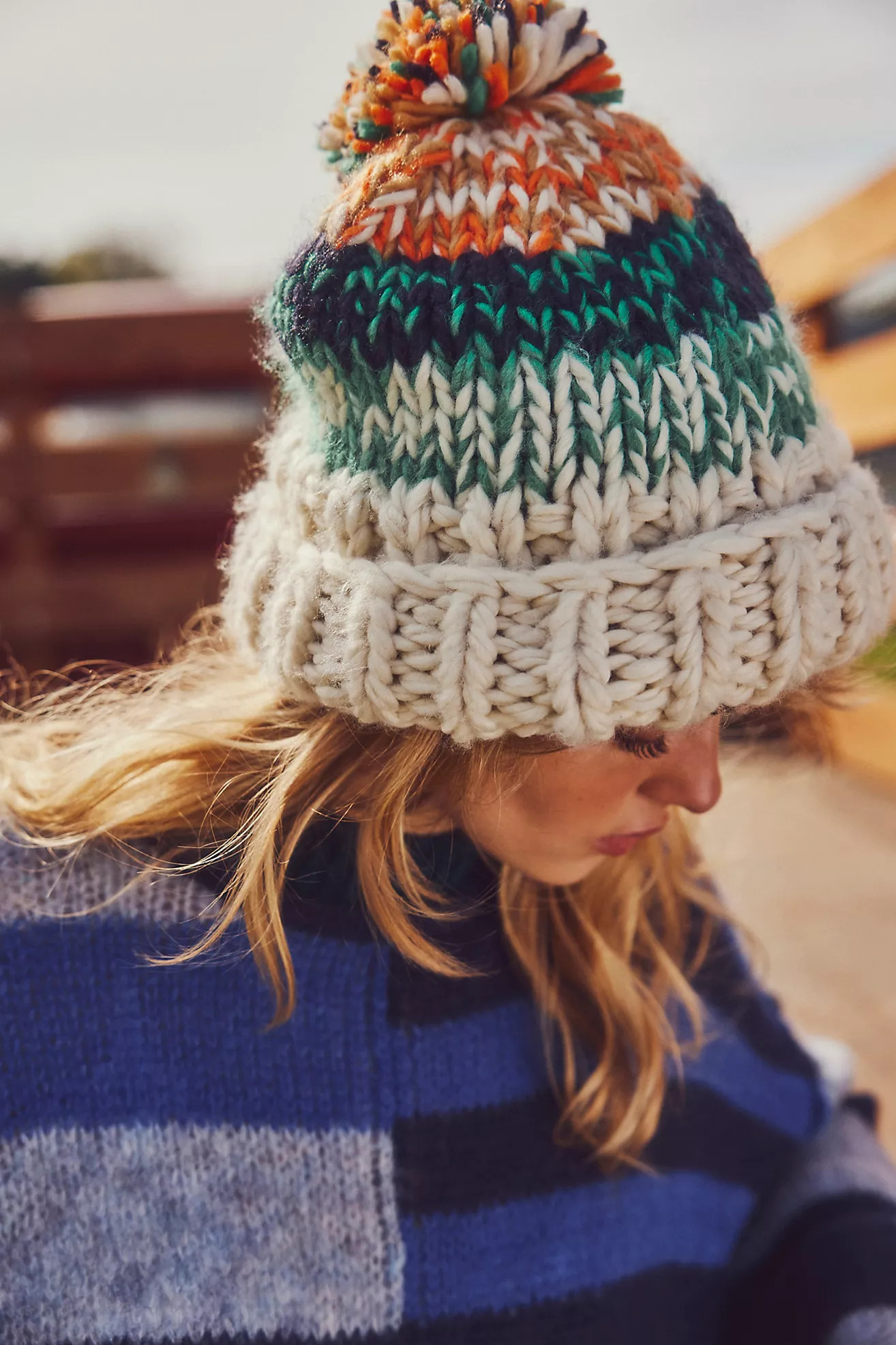 Tide Stripe Knit Pom Beanie | Free People (Global - UK&FR Excluded)