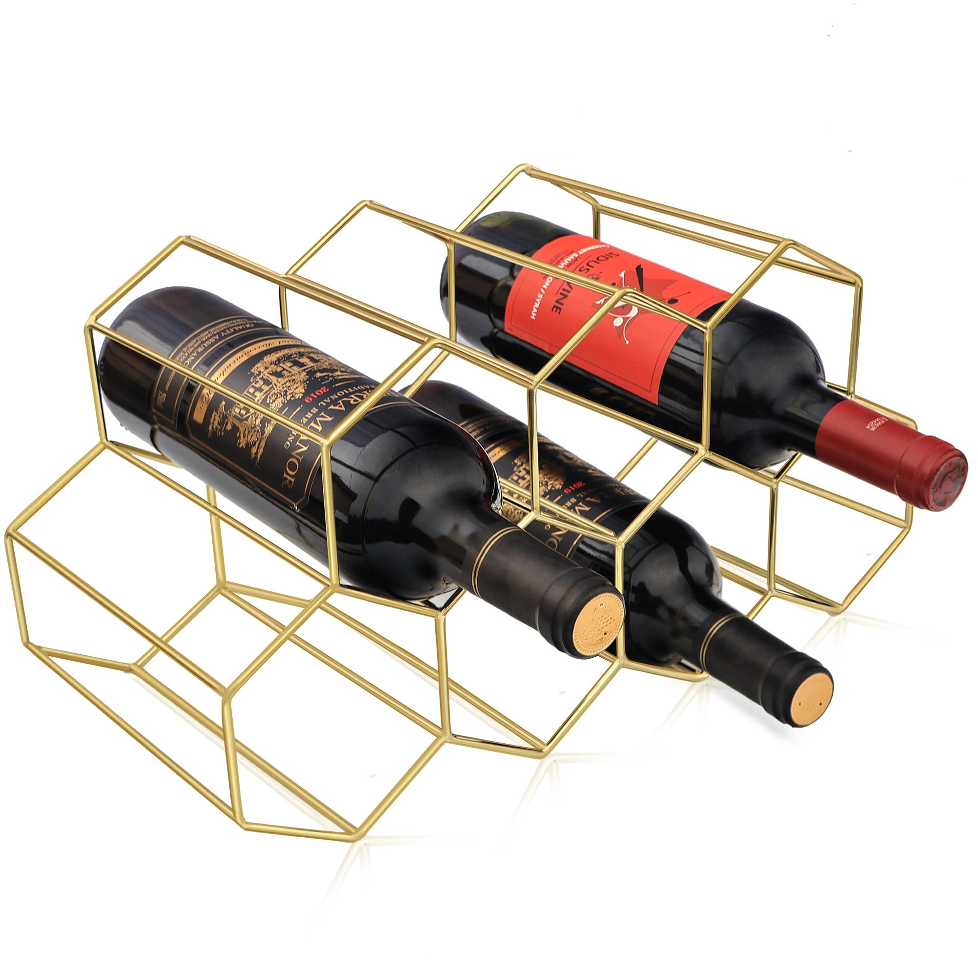 Countertop Small Wine Rack for Inside Cabinet, Gold Wire Wine Rack Holder, Wine Stand Metal Wine ... | Amazon (US)