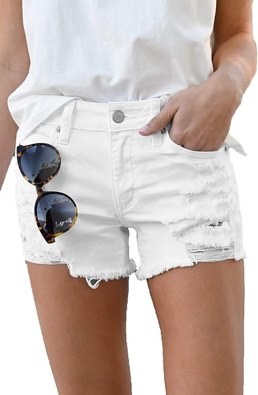 Seyorz Denim Hot Shorts for Women High Stretch Mid Rise Shaping Pull-on Skinny Jeans | Amazon (US)