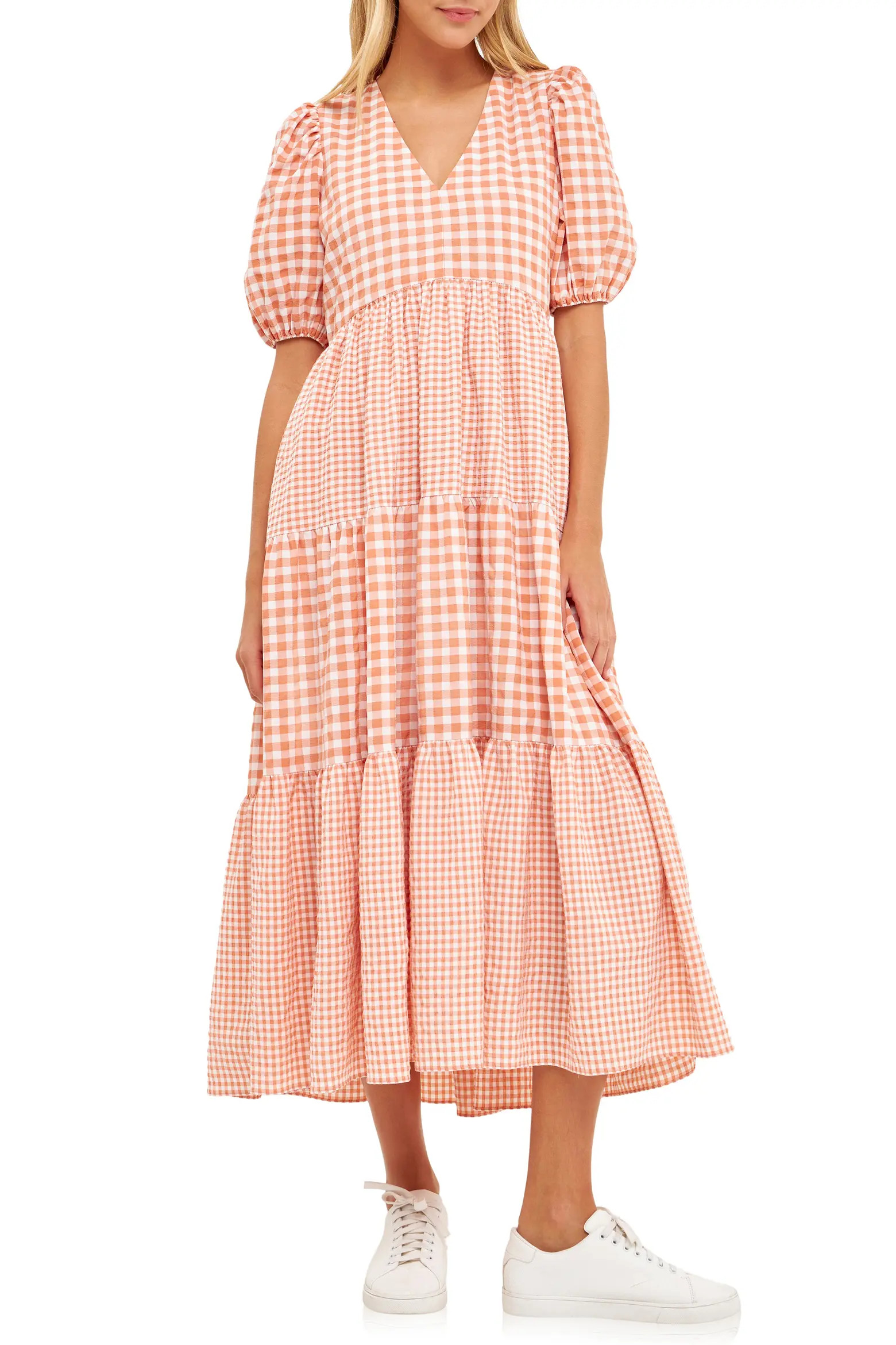 English Factory Mixed Gingham Tiered Dress (Women) | Nordstrom | Nordstrom