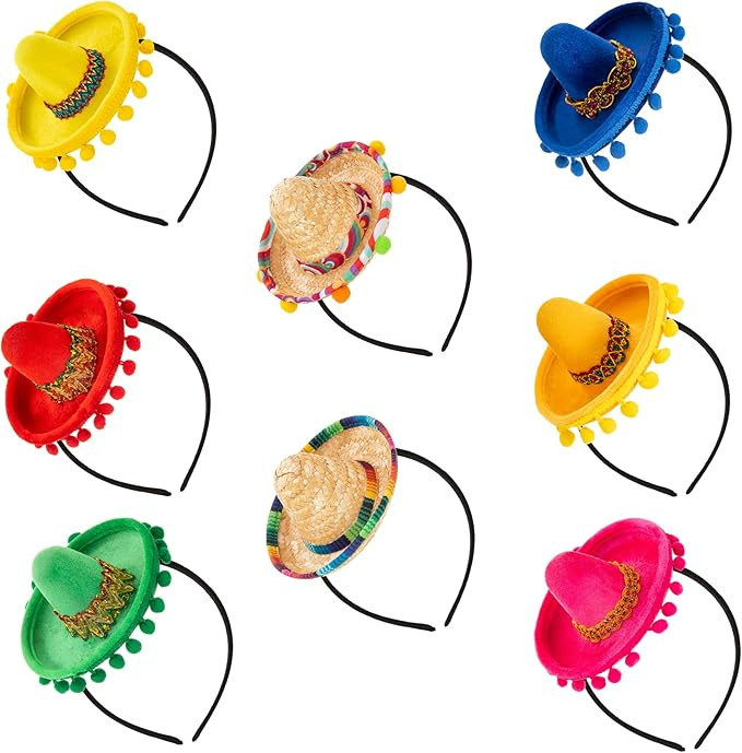 Mini Cinco De Mayo Sombrero Hats Headbands Mexican Party Favors Supplies | Amazon (US)