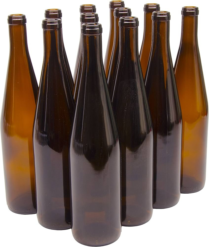 North Mountain Supply 750ml Glass California Hock Wine Bottle Flat-Bottomed Cork Finish - Case of... | Amazon (US)