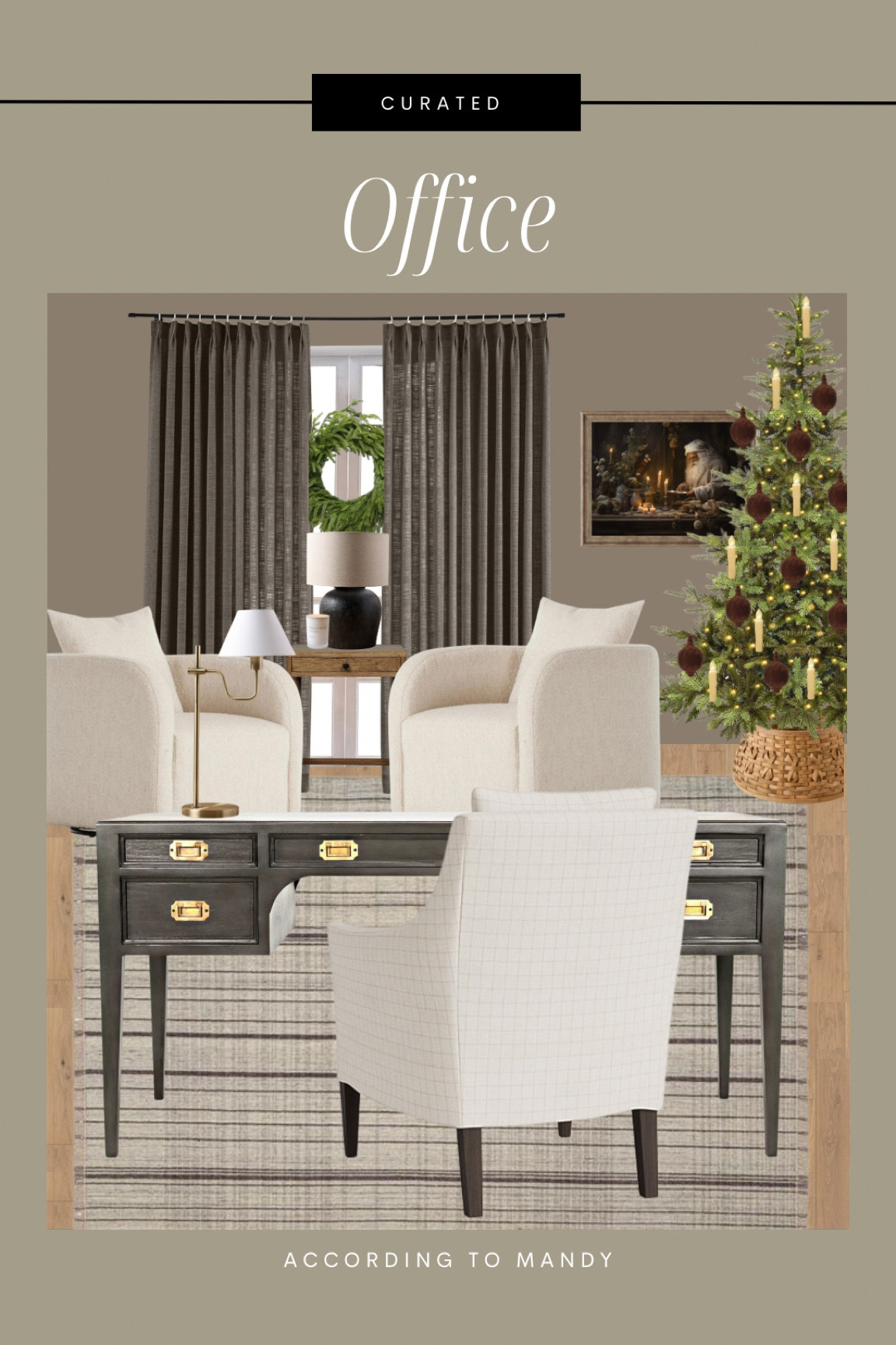 Office Mood Board - Christmas Edition

Curated home, decor inspo, holidays, seasonal, desk, table lamp, side table, tree, ornaments, Santa print, wreath, desk chair

#LTKhome #LTKHoliday #LTKSeasonal