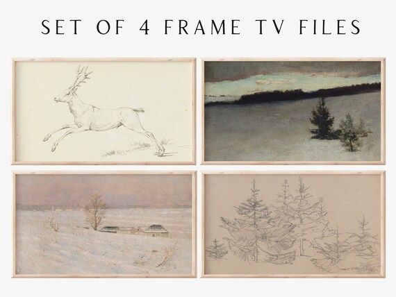 Samsung Frame TV Art File  Vintage Winter Art Set of 4  - Etsy | Etsy (US)