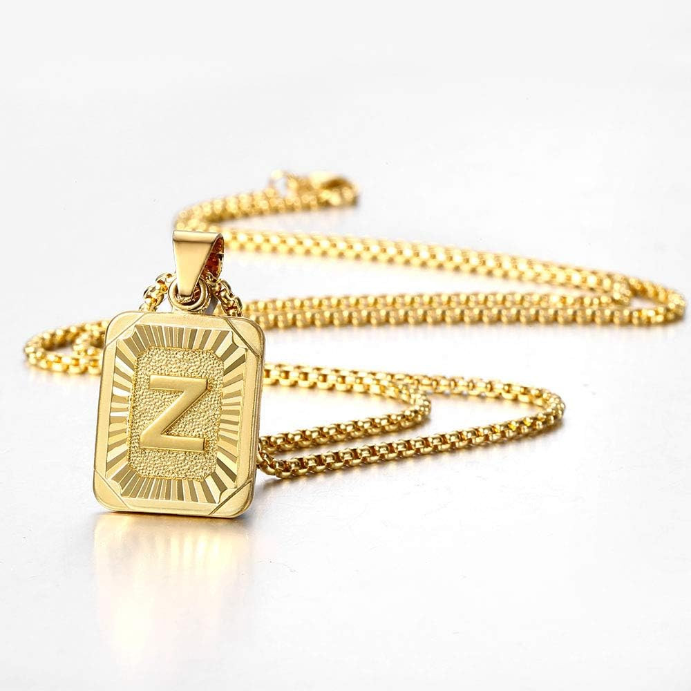 Trendsmax Initial A-Z Letter Pendant Necklace Mens Womens Capital Letter Yellow Gold Plated Stain... | Amazon (US)