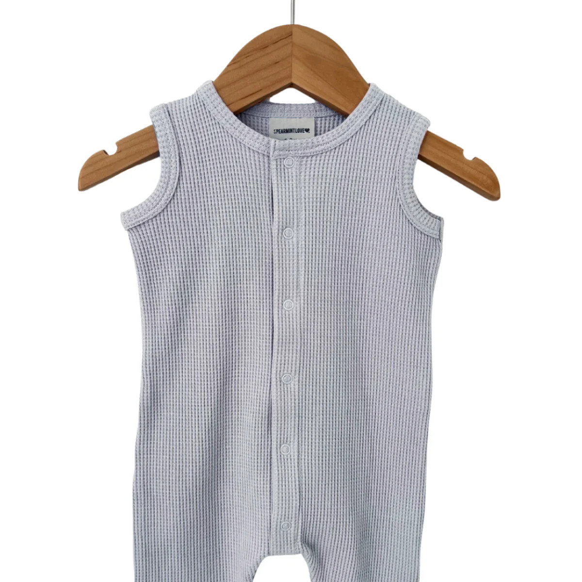 Organic Waffle Easy Romper, Silver | SpearmintLOVE