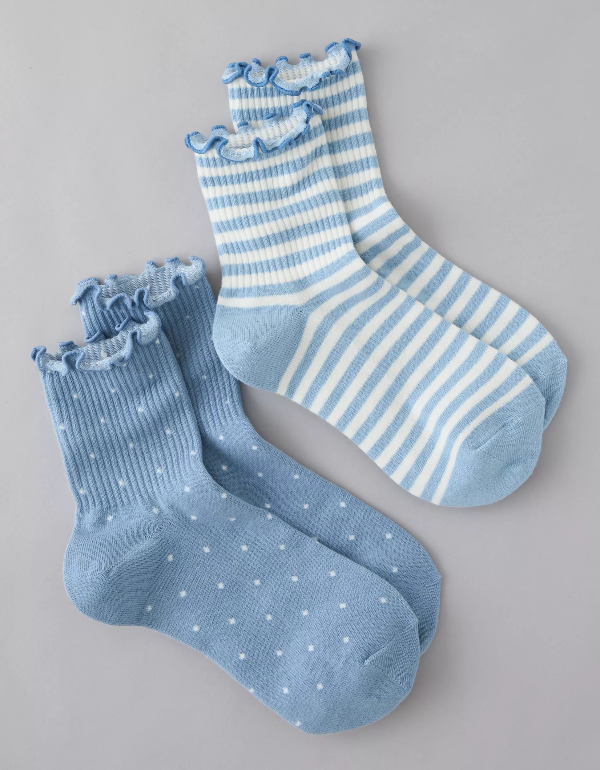 AE Ruffle Cropped Crew Socks 2-Pack | American Eagle Outfitters (US & CA)