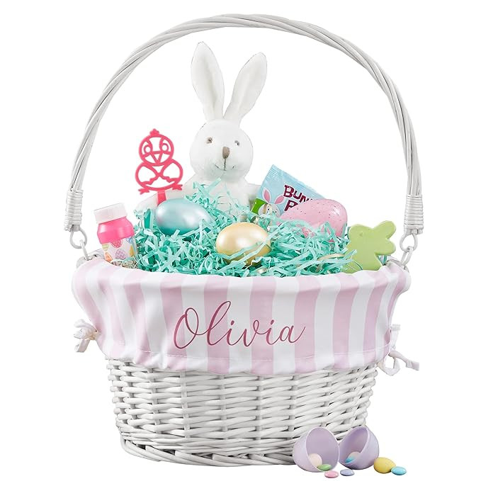 Personalization Universe Personalized Delicate Stripes Easter Basket – Embroidered Bold Striped... | Amazon (US)