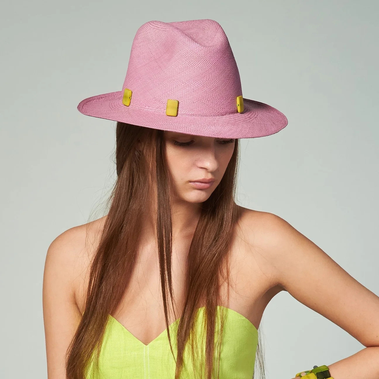 Sedona - Pink Tagua Beads Straw Panama Hat | Artesano | Artesano
