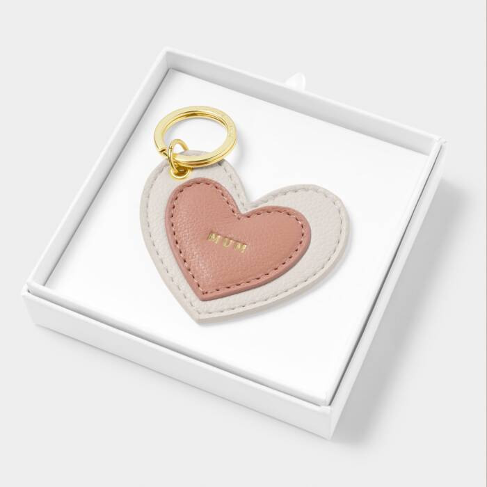 From The Heart Boxed Keyring 'Mum' in Off White And Peony Blush | Katie Loxton Ltd. (UK)