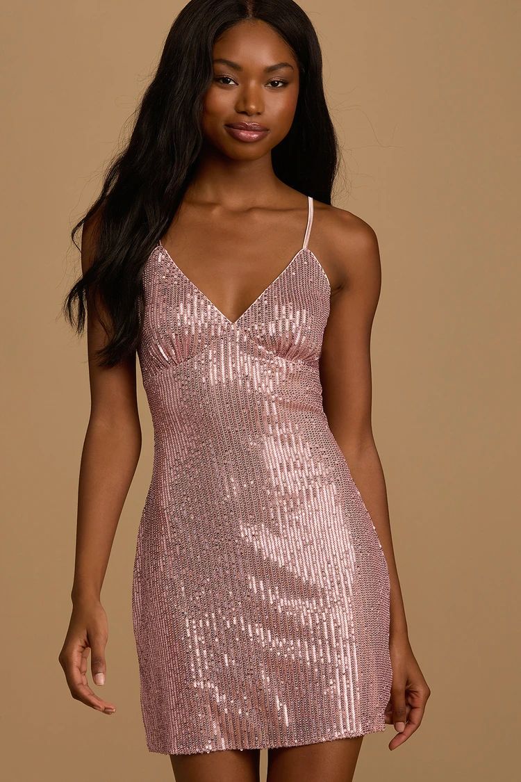 Party in Style Light Pink Sequin Sleeveless Mini Dress | Lulus (US)