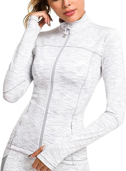 QUEENIEKE Womens Running Jackets Athletic Workout Scrub Jacket Track Full Zip Up Gym for Women Yo... | Amazon (US)