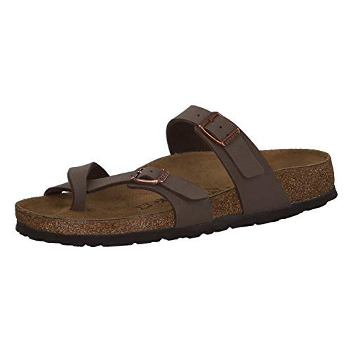 Birkenstock Women's Mayari Adjustable Toe Loop Cork Footbed Sandal- Narrow Mocha, 9-9.5 N US | Amazon (US)