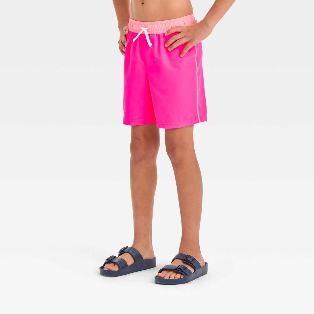 Boys' Solid Colorblock Swim Shorts - Cat & Jack™ Pink S | Target