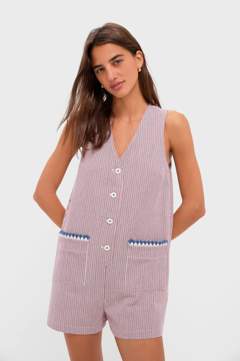 Red and Blue Stripe Myla Romper | Tuckernuck (US)