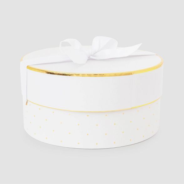 White and Gold Swiss Dot Large Round Box - Sugar Paper™ | Target